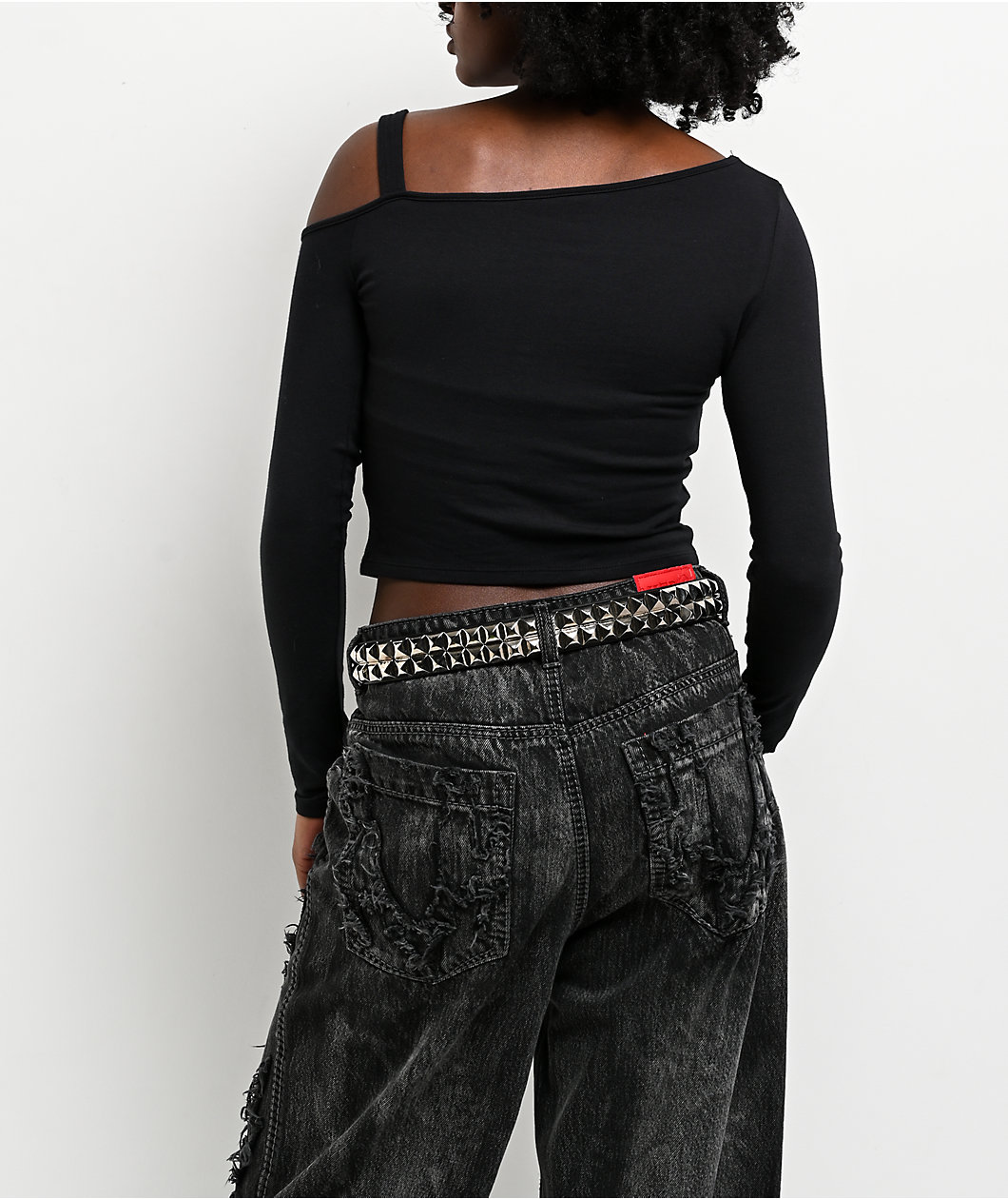 Vitriol Colette Off The Shoulder Black Crop Long Sleeve T-Shirt