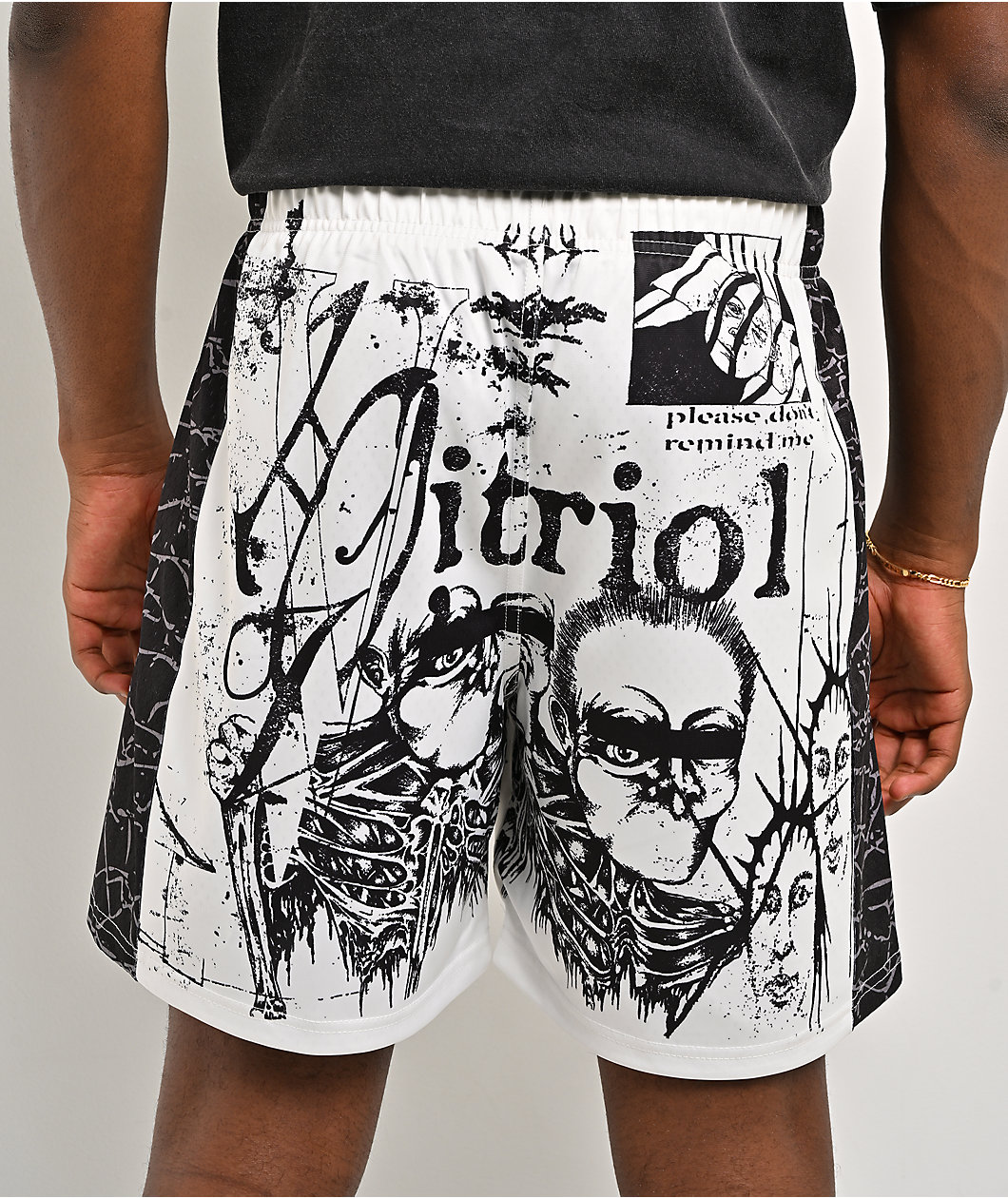 Vitriol Collage Black & White Mesh Shorts