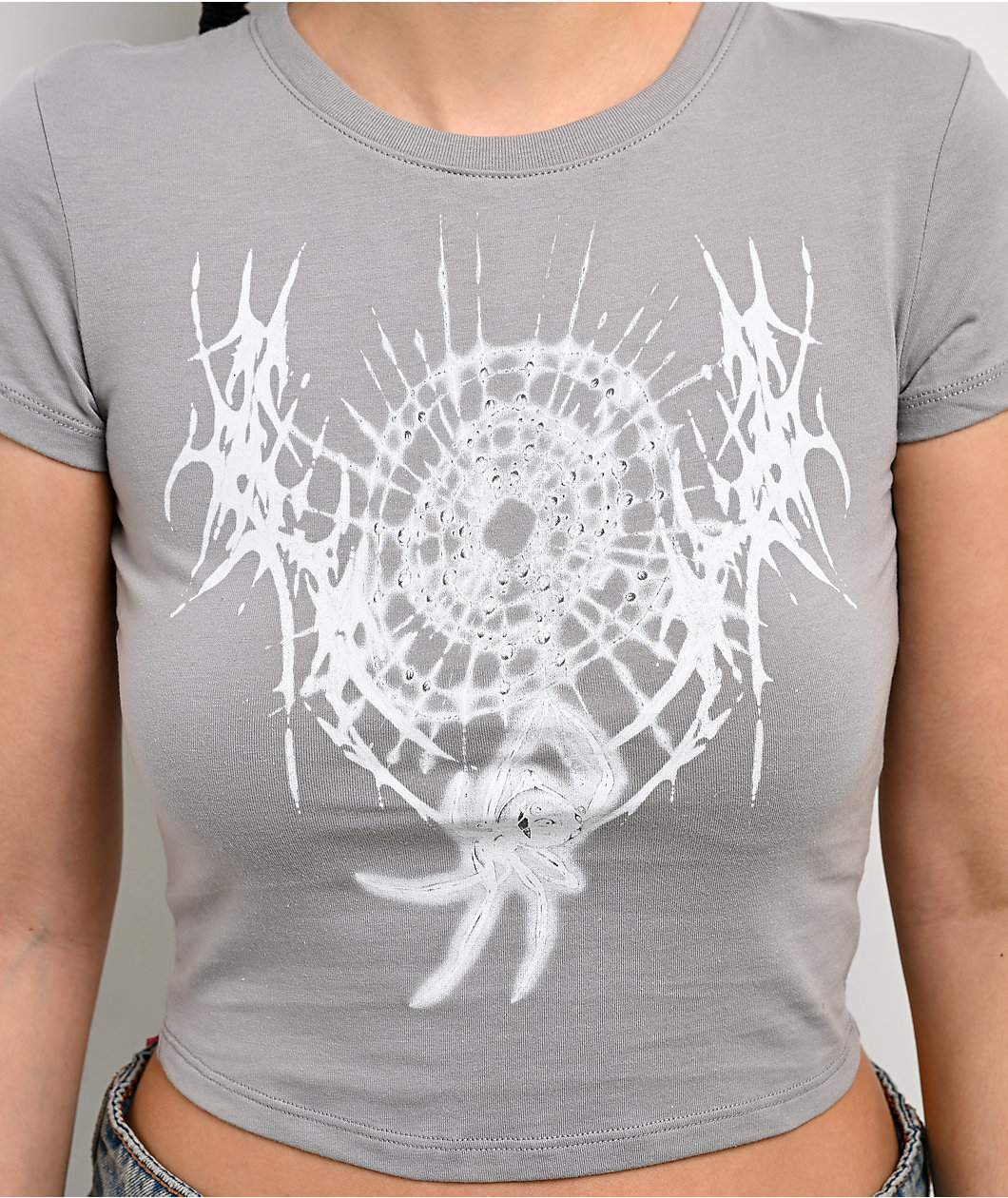 Vitriol Creepin Grey Crop T-Shirt