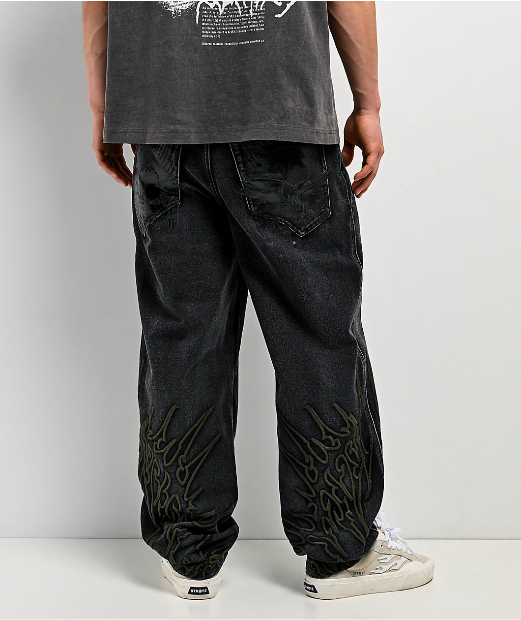 Vitriol Cursed Carnyx Black Wash Loose Fit Jeans