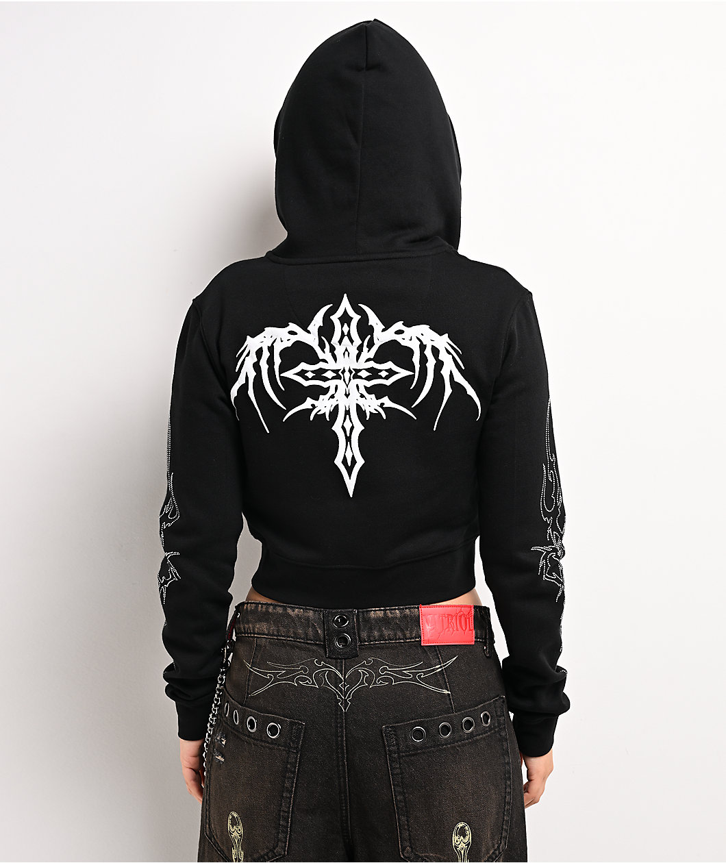 Vitriol Cyber Charm Black Crop Zip Hoodie