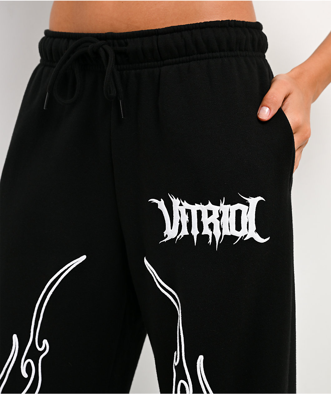 Vitriol Cyber Chrome Black Wide Leg Sweatpants