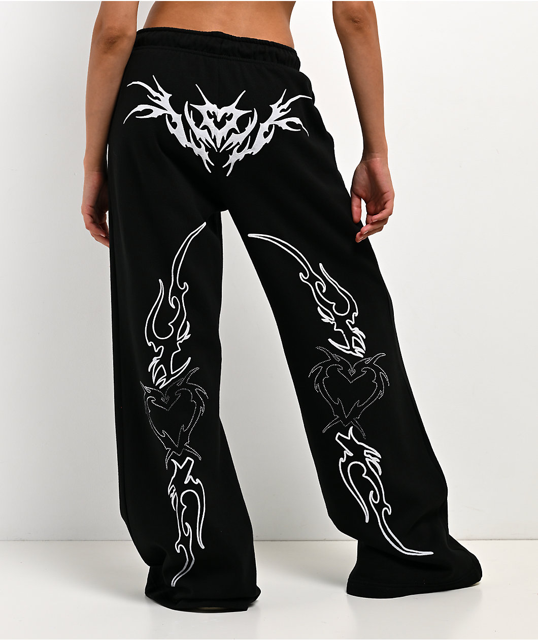 Vitriol Cyber Chrome Black Wide Leg Sweatpants