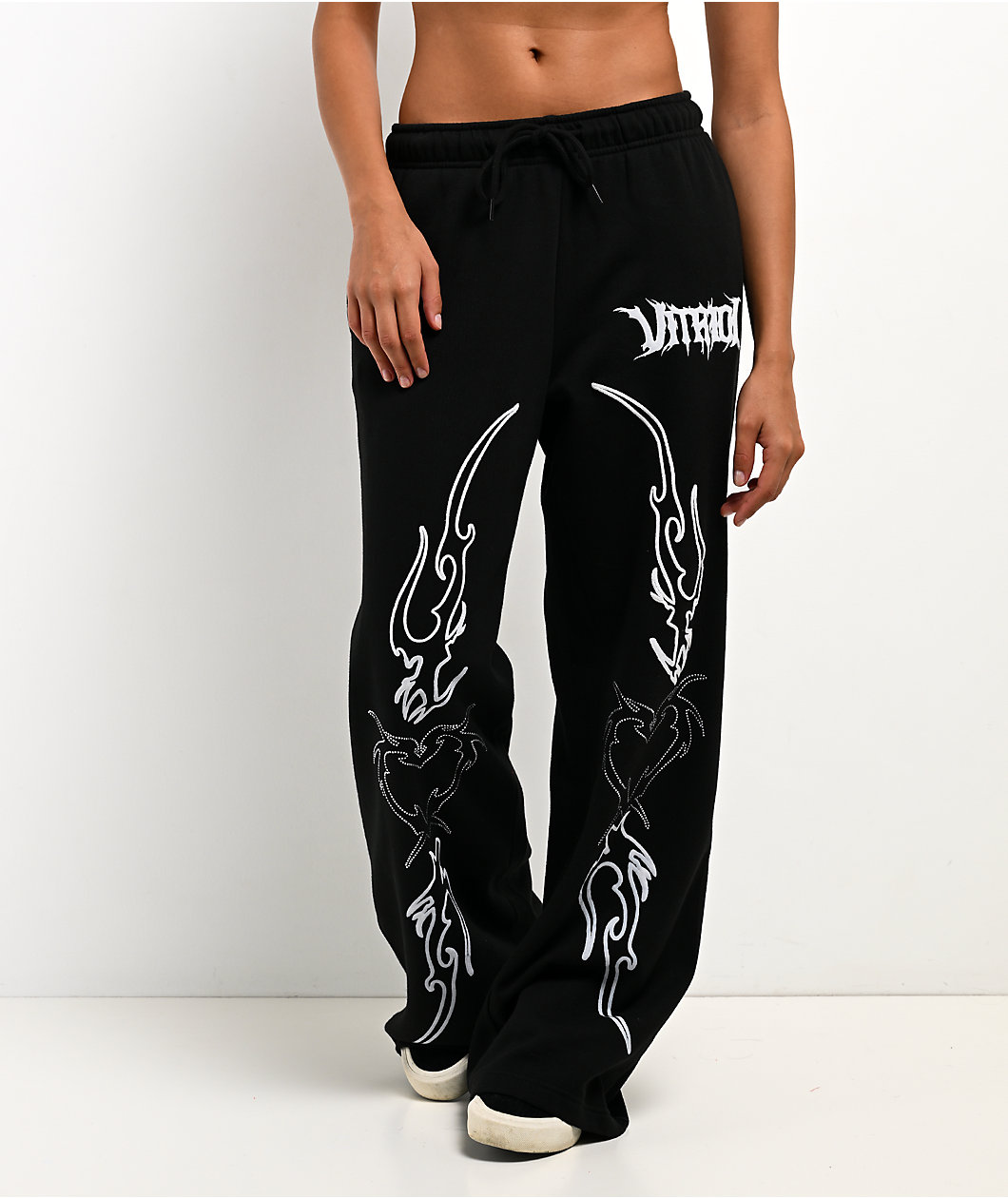 Vitriol Cyber Chrome Black Wide Leg Sweatpants