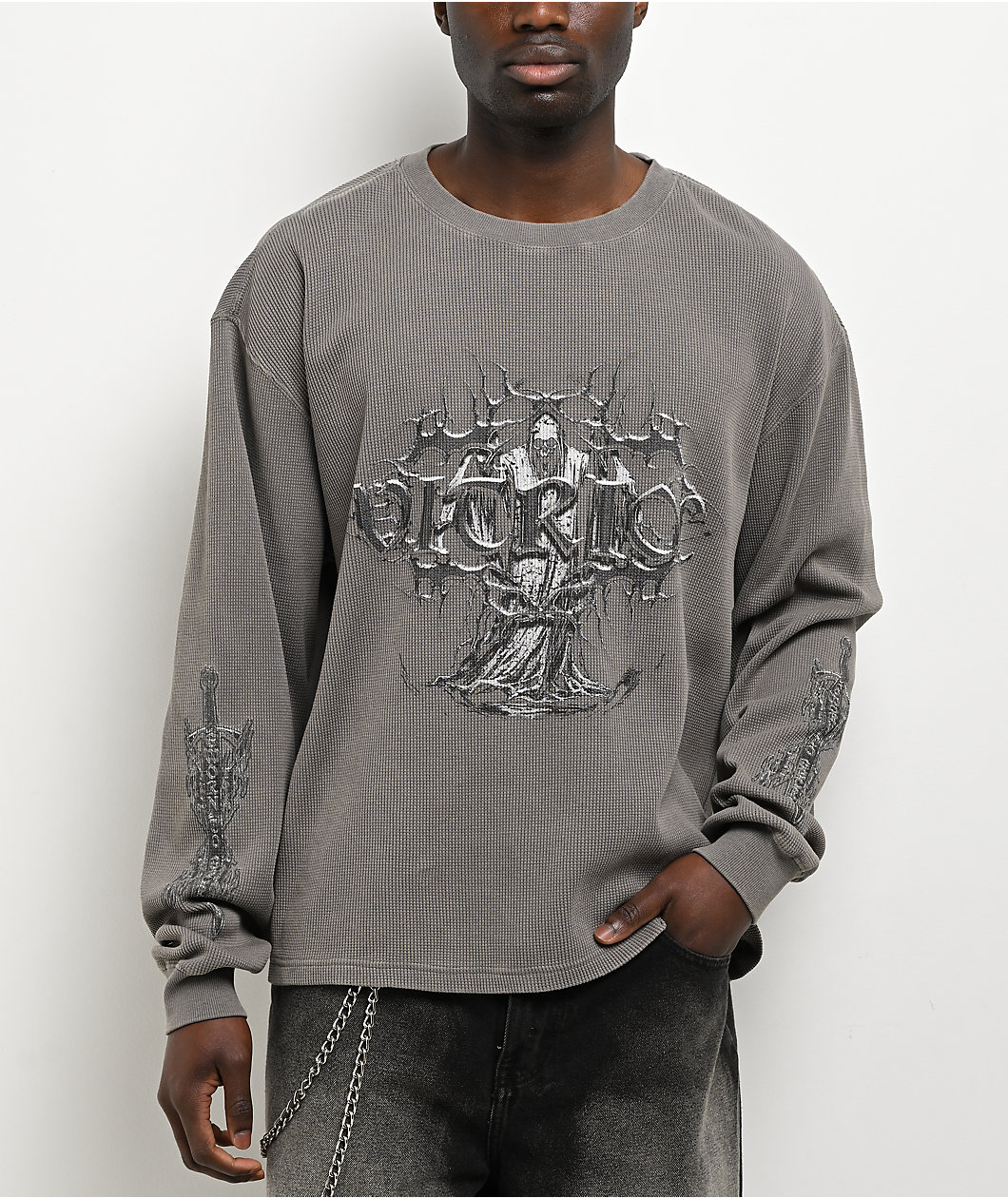 Vitriol DVF Sword Charcoal Grey Thermal Long Sleeve T-Shirt