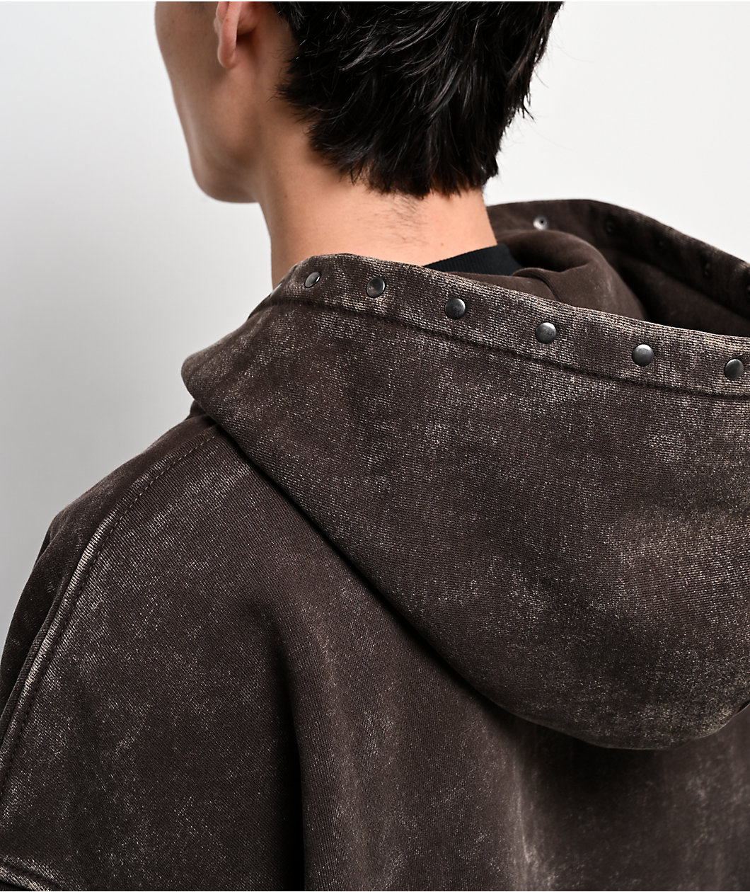 Vitriol Death Grip Brown Wash Crop Zip Hoodie