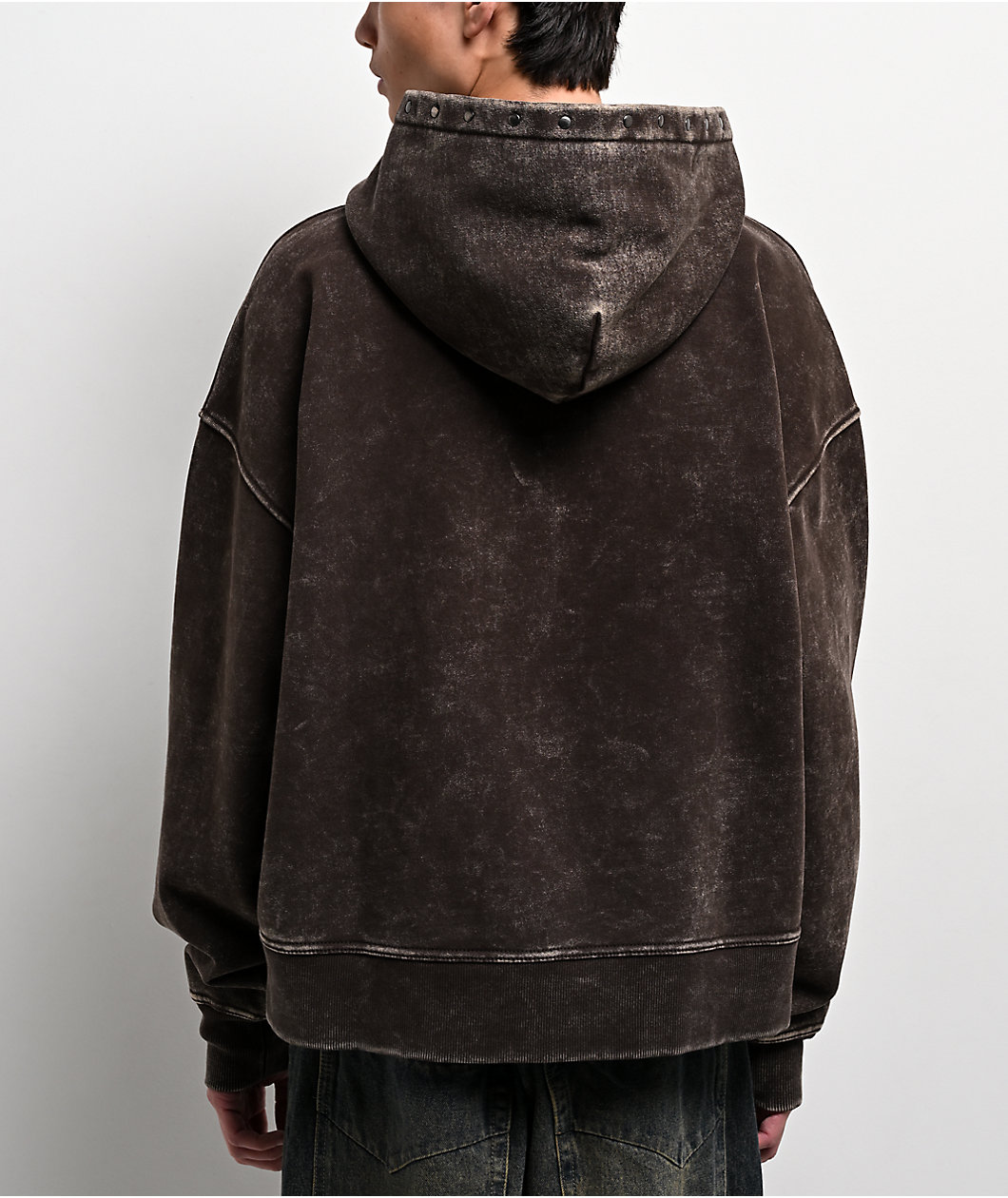 Vitriol Death Grip Brown Wash Crop Zip Hoodie