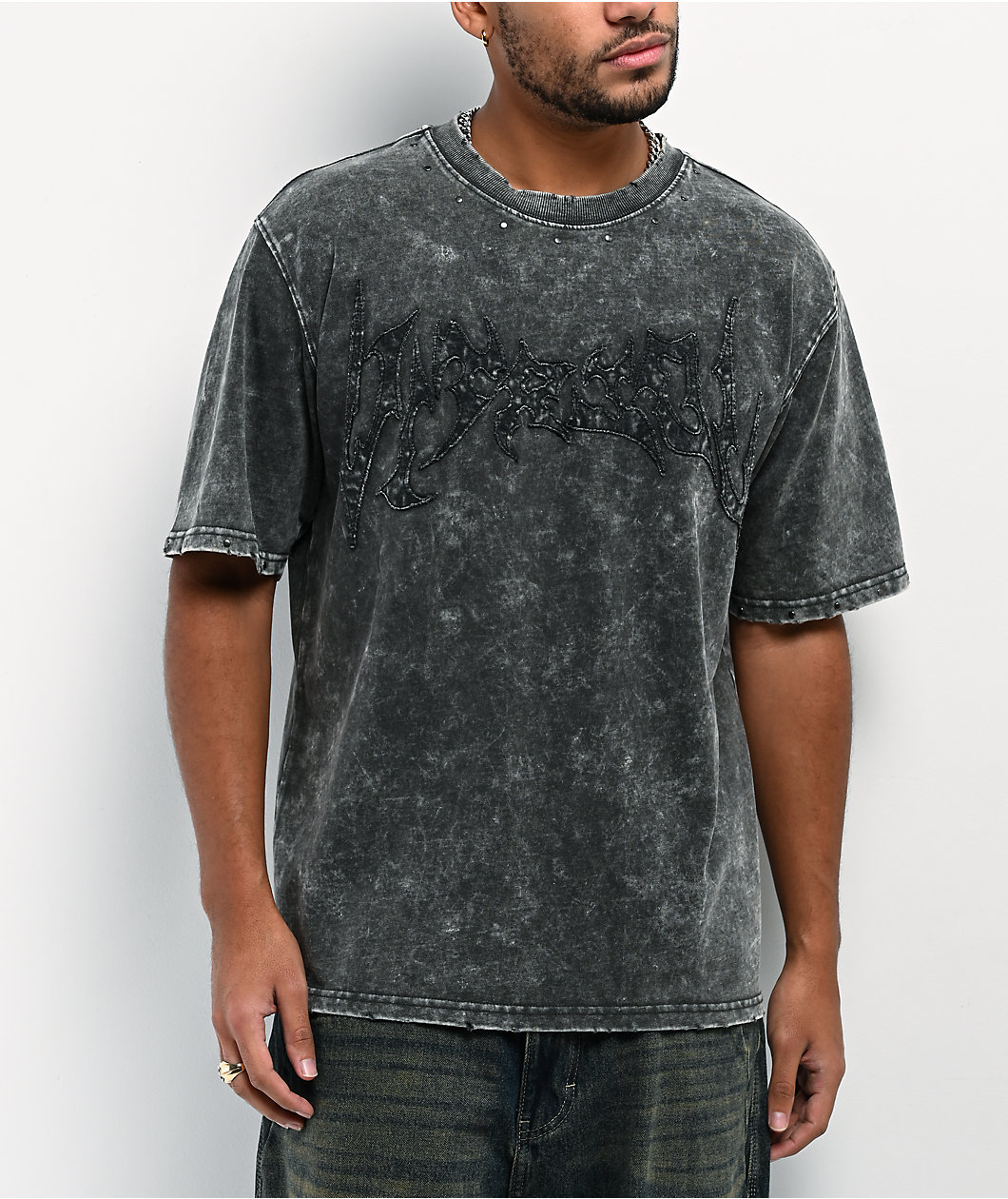 Vitriol Death Grip Dark Grey Wash T-Shirt
