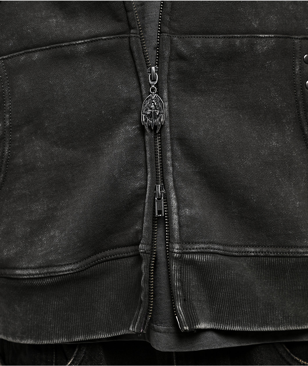 Vitriol Death Grip Grey Wash Crop Zip Hoodie