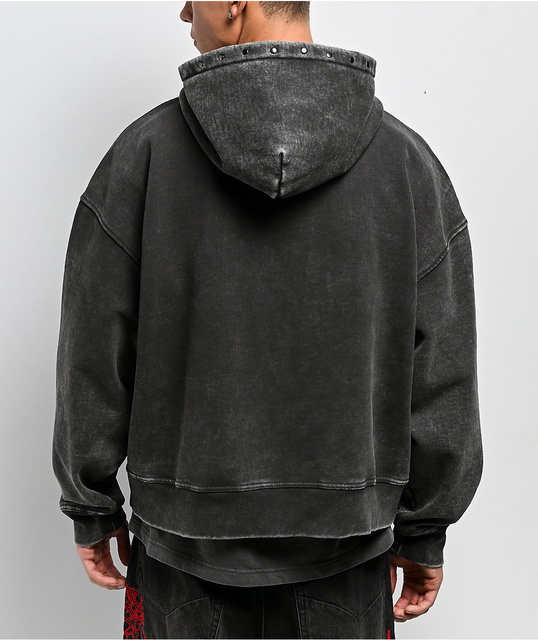 Vitriol Death Grip Grey Wash Crop Zip Hoodie