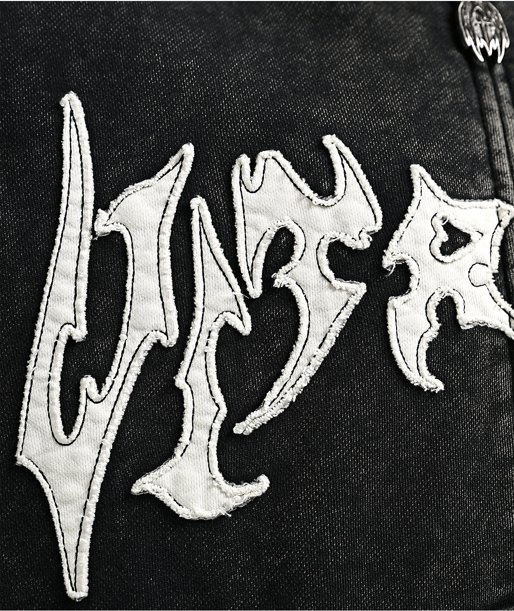 Vitriol Death Grip Studded Black Wash Crop Zip Hoodie