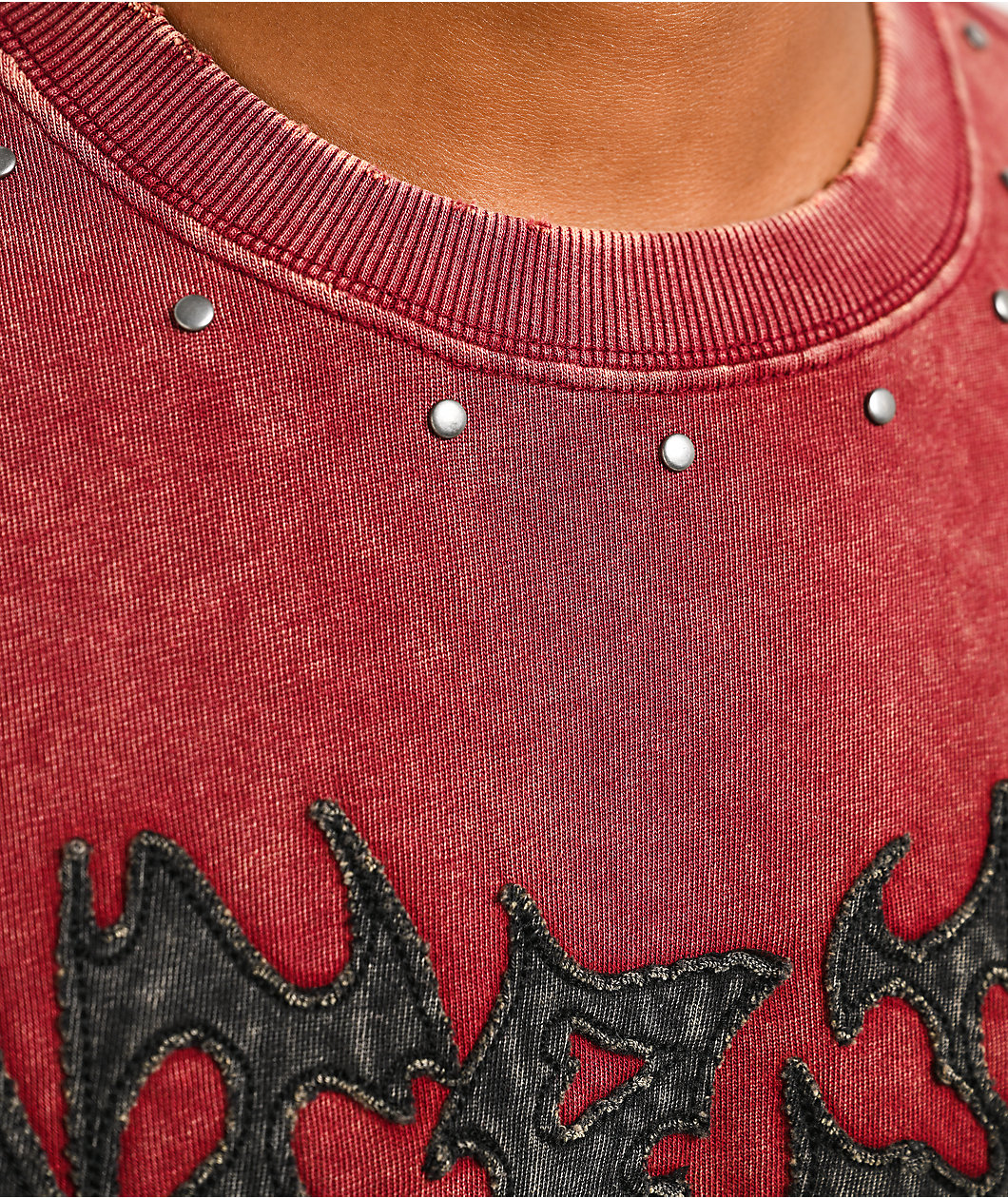 Vitriol Death Grip Studded Red Wash T-Shirt
