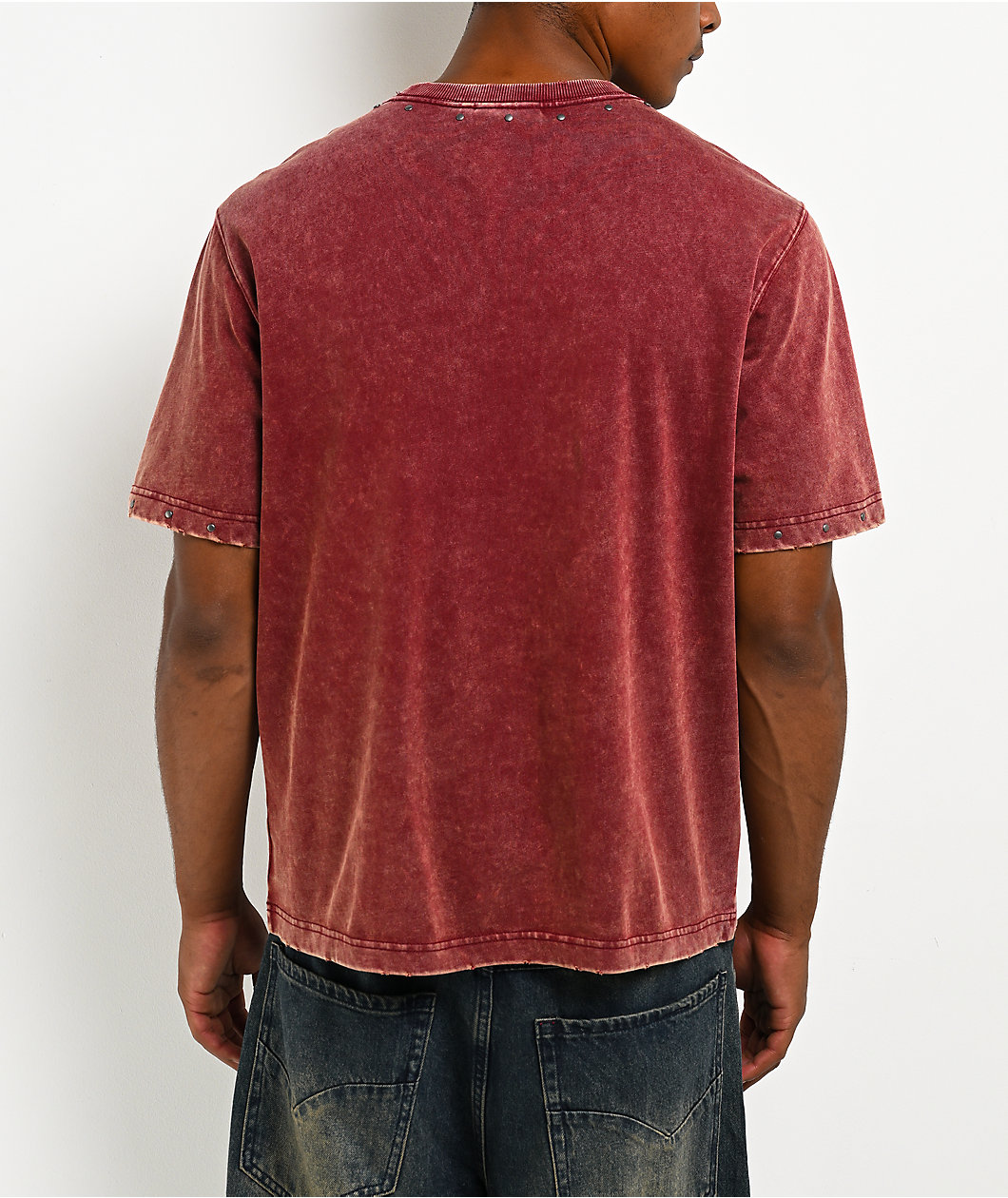 Vitriol Death Grip Studded Red Wash T-Shirt
