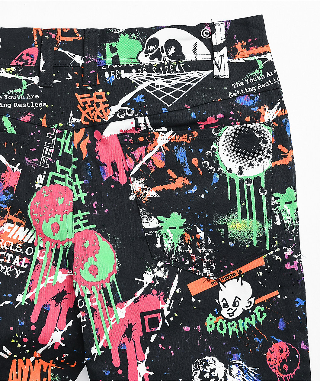 Vitriol Deface Printed Black Twill Pants