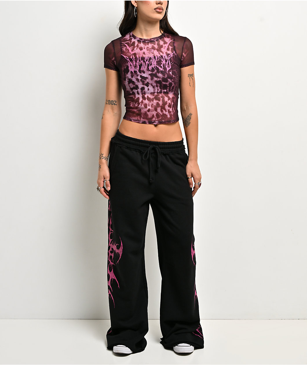 Vitriol Delphi Black & Pink Mesh Top