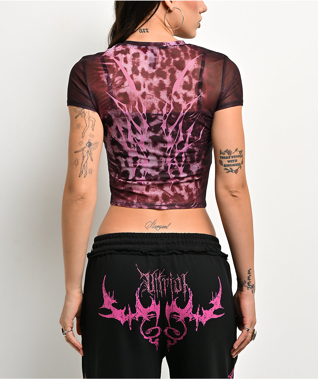 Vitriol Delphi Black & Pink Mesh Top