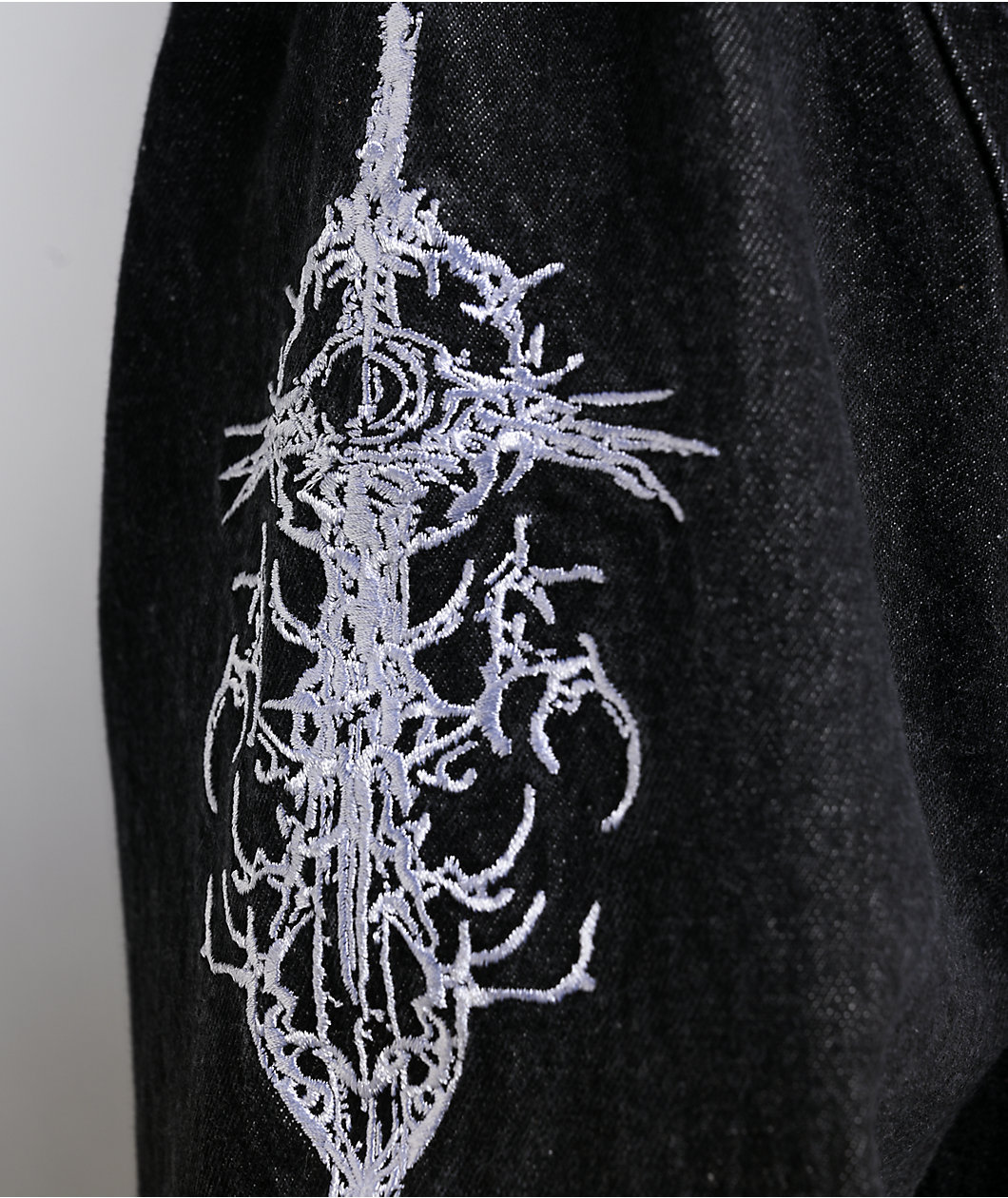 Vitriol Destroyed Denim Black Wash Long Sleeve Button Up Crop Shirt