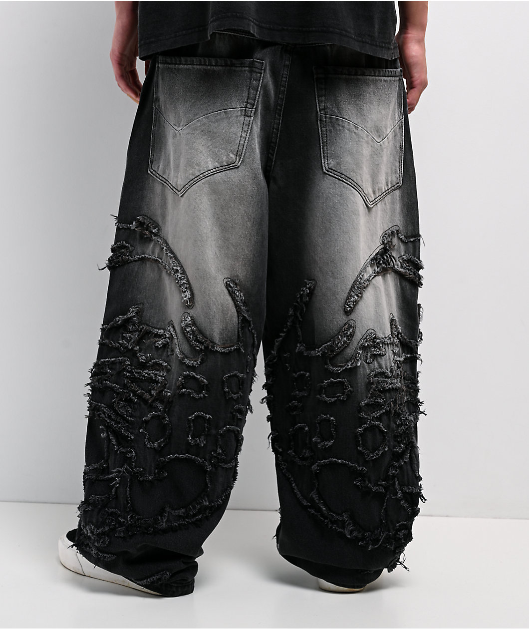 Vitriol Drained Black Wash Ultra Wide Leg Jeans