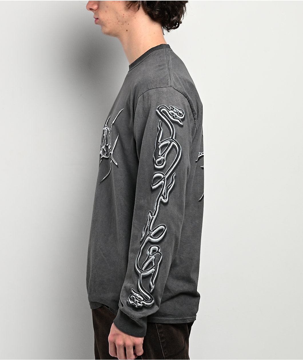 Vitriol Eye On Me Grey Wash Long Sleeve T-Shirt