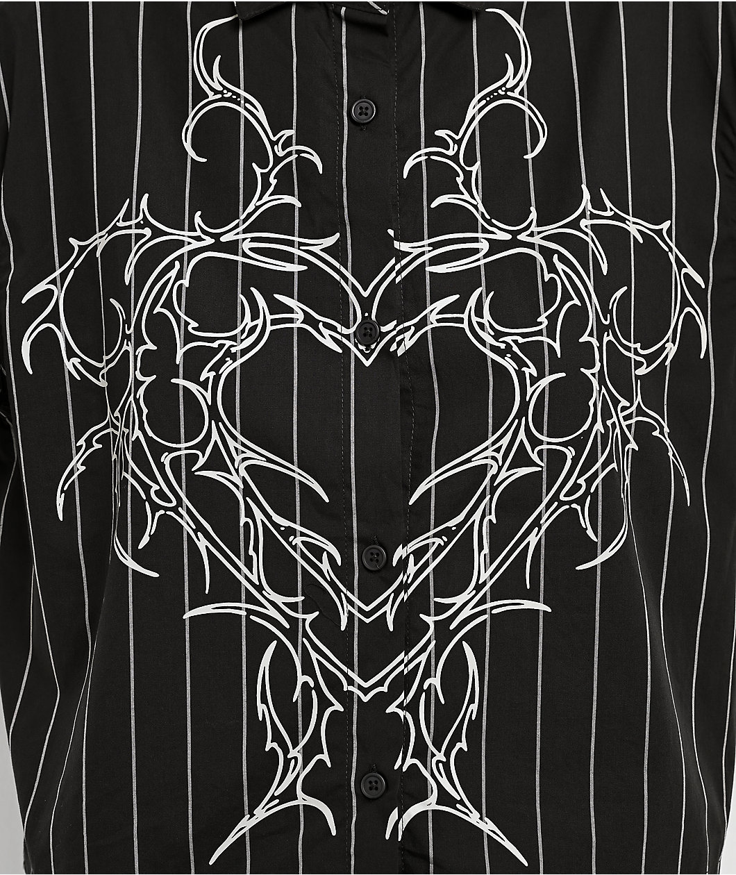 Vitriol Fallon Laced Grey Pinstripe Crop Button Up Shirt