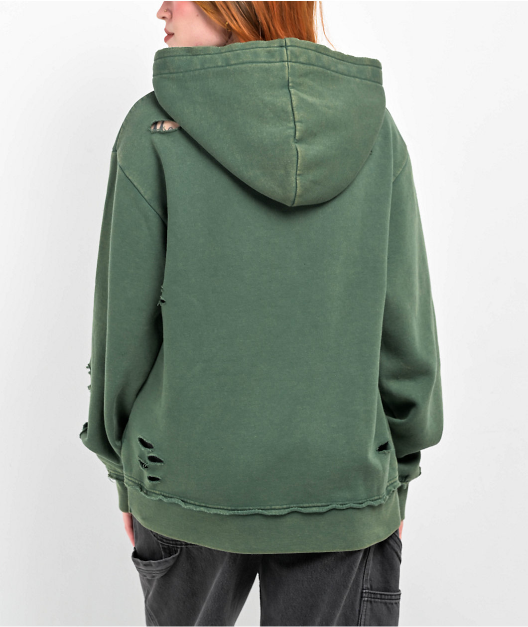 Vitriol Fang Green Distressed Hoodie