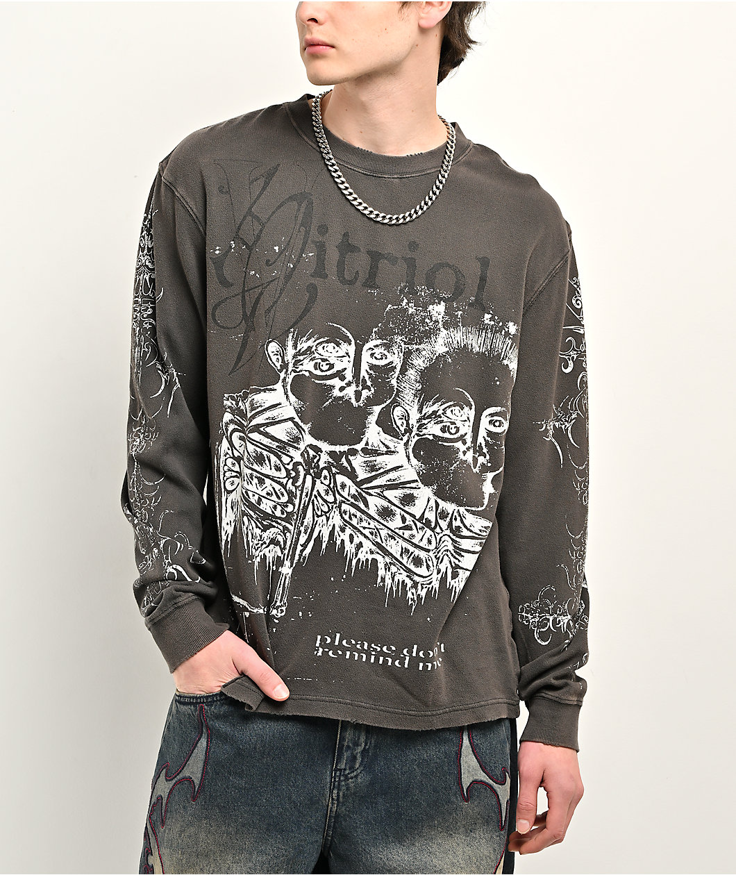 Vitriol Feral Friend Black Knit Long Sleeve T-Shirt