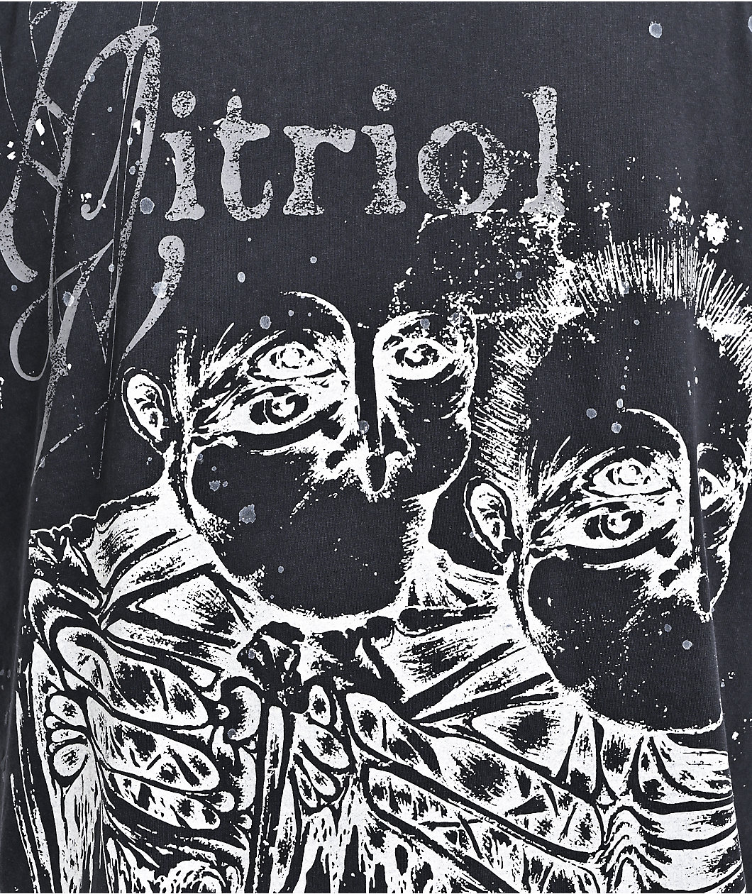 Vitriol Feral Friends Black Wash & Grey 2fer Long Sleeve T-Shirt