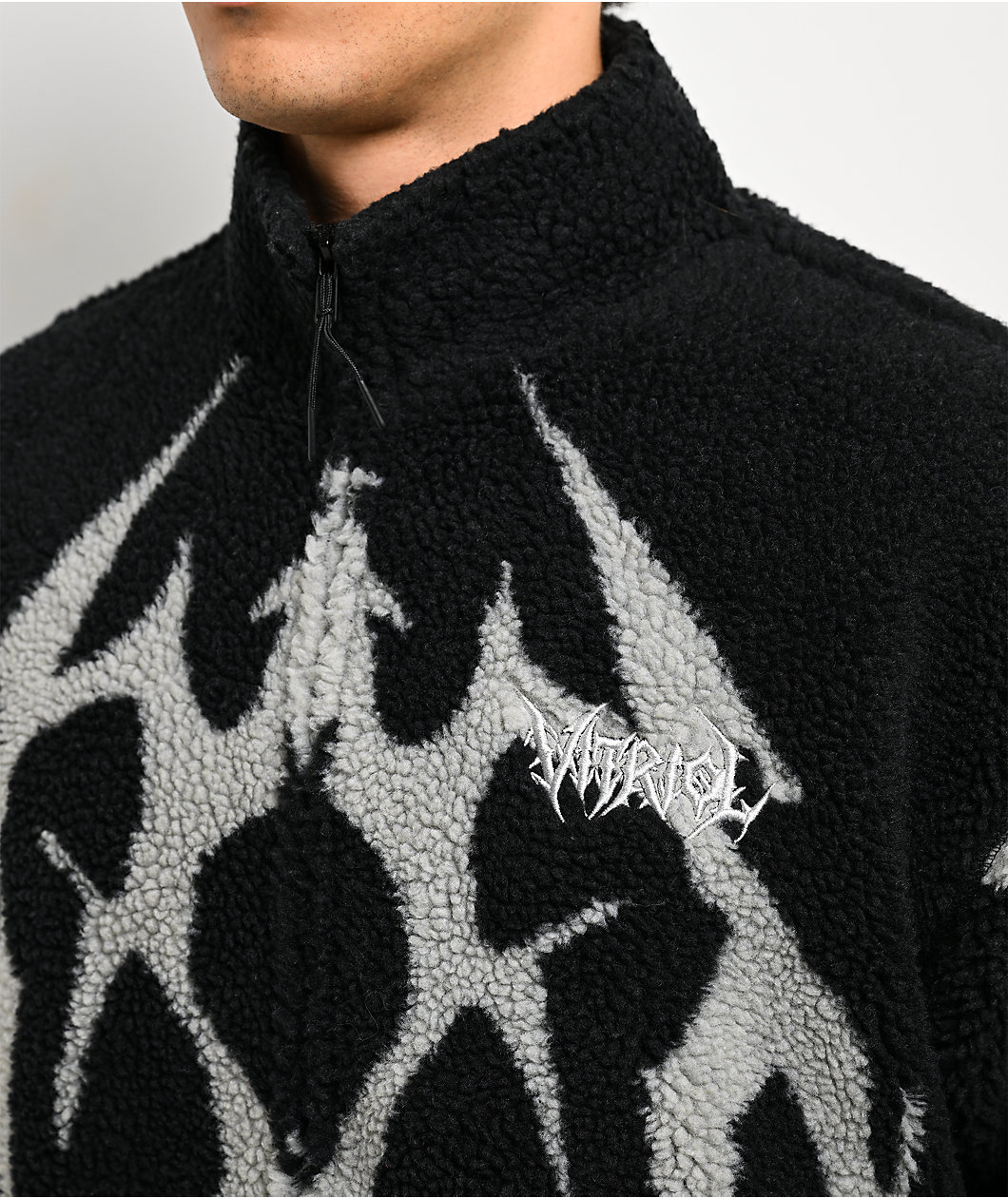 Vitriol Fragment Black & Grey Sherpa Zip Jacket