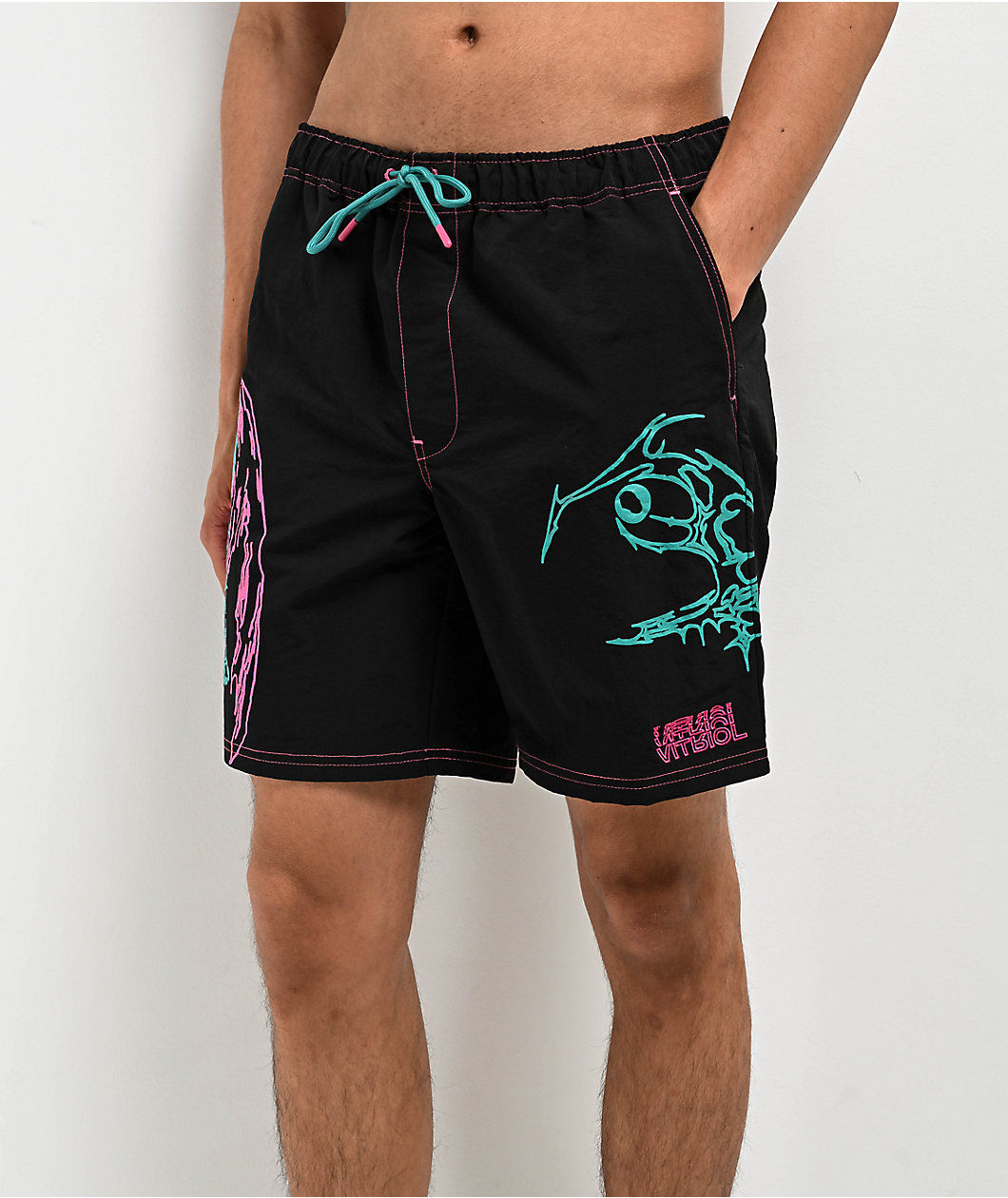 Vitriol Fusion Black, Pink & Blue Board Shorts