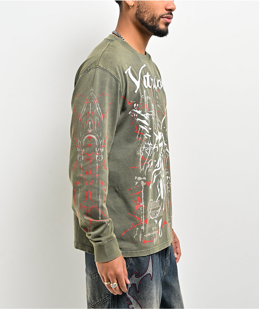 Vitriol Gazebo Green Wash Long Sleeve Boxy T-Shirt