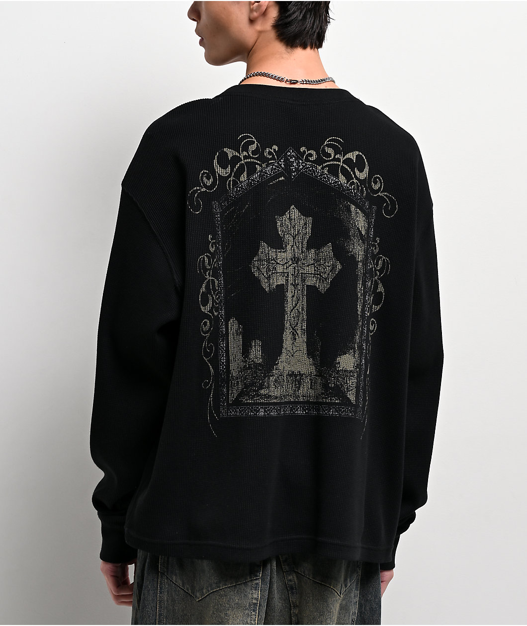 Vitriol Gothic Frame Black Thermal Long Sleeve T-Shirt