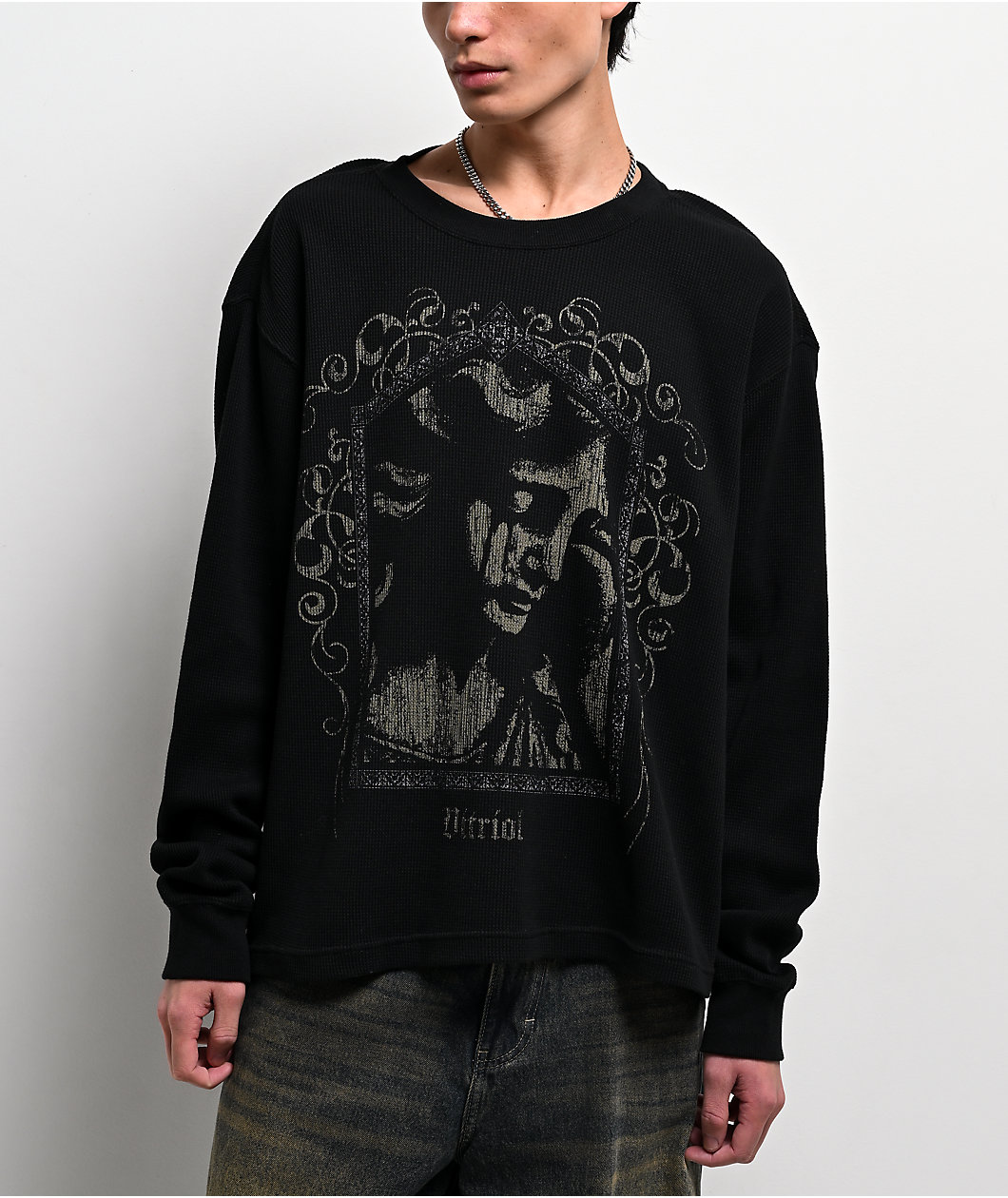 Vitriol Gothic Frame Black Thermal Long Sleeve T-Shirt