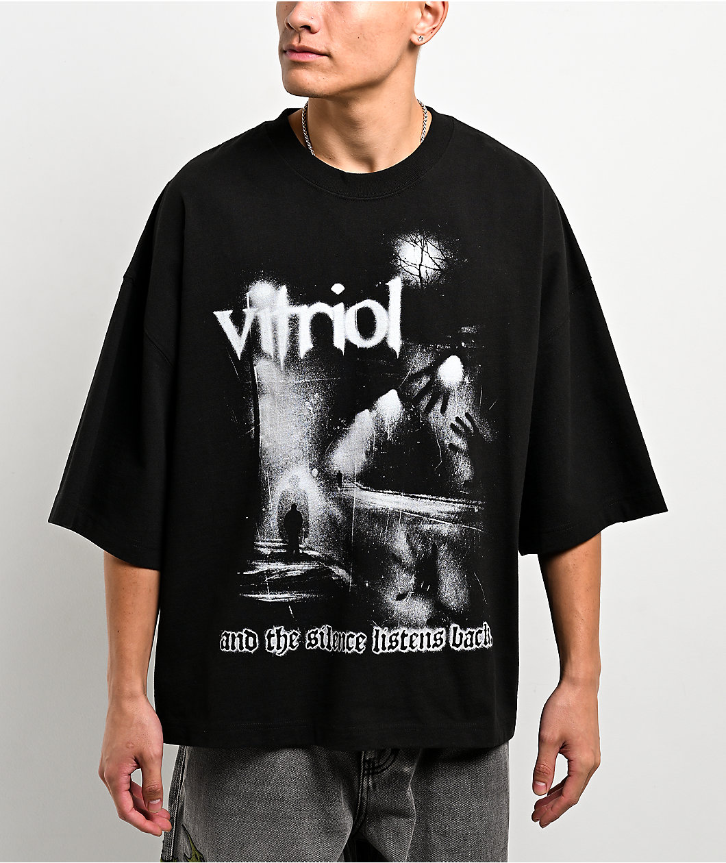 Vitriol Gothic Haunting Black Oversized T-Shirt