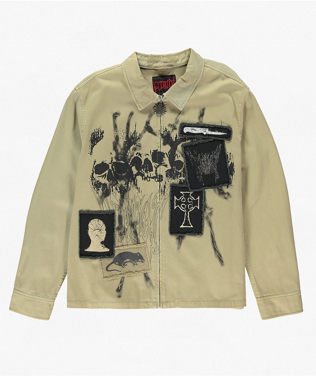Vitriol Guardian Khaki Long Sleeve Zip Work Shirt