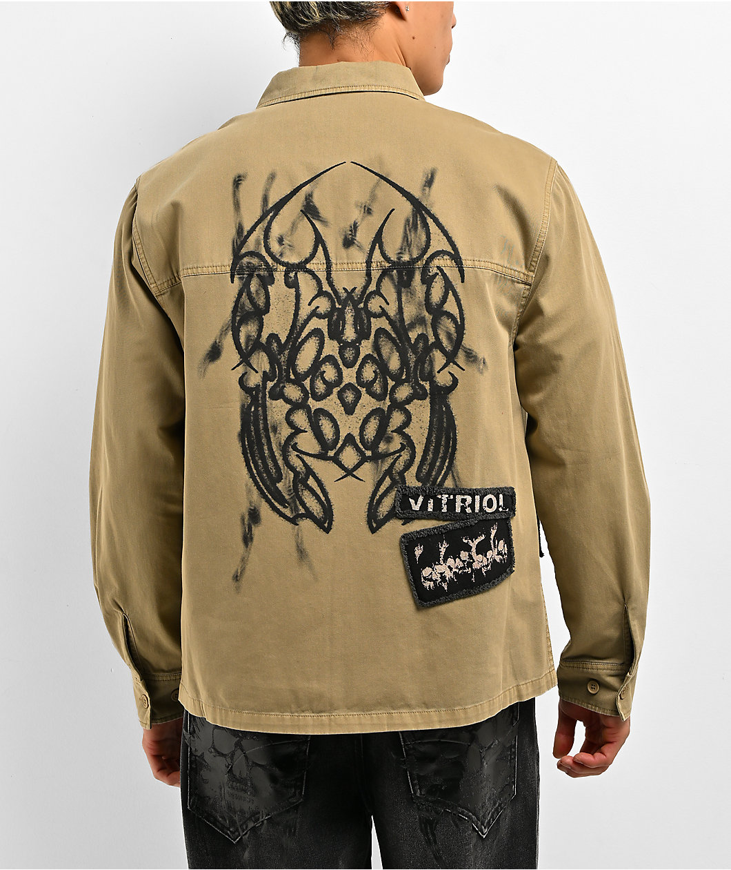 Vitriol Guardian Khaki Long Sleeve Zip Work Shirt