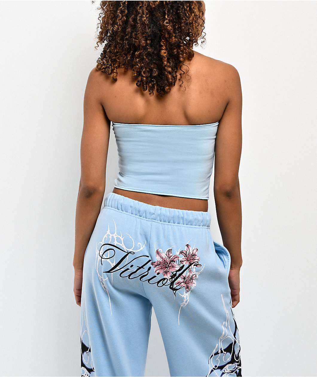 Vitriol Hazel Floral Blue & Black Reversible Tube Top