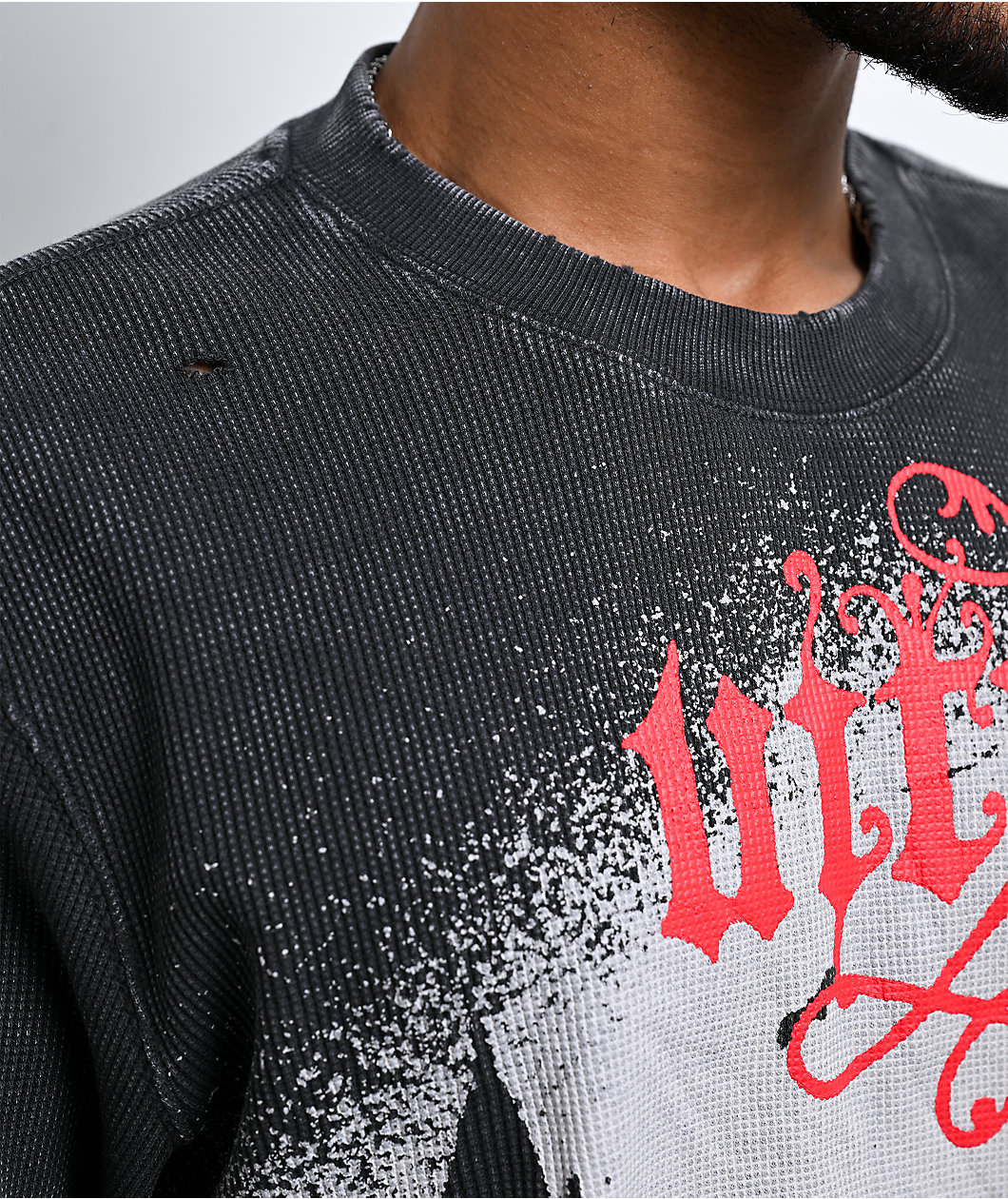 Vitriol Holy Ghost Black Wash Thermal Long Sleeve T-Shirt