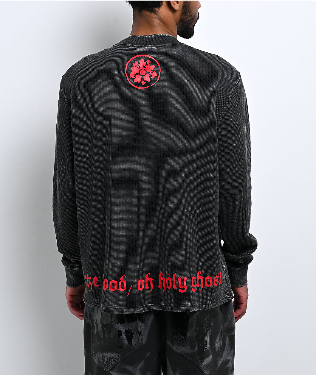 Vitriol Holy Ghost Black Wash Thermal Long Sleeve T-Shirt
