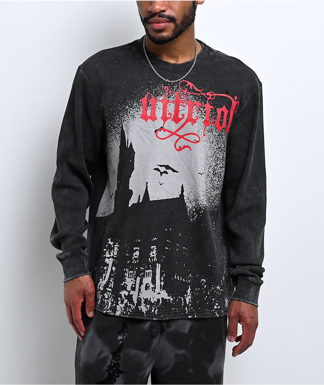 Vitriol Holy Ghost Black Wash Thermal Long Sleeve T-Shirt