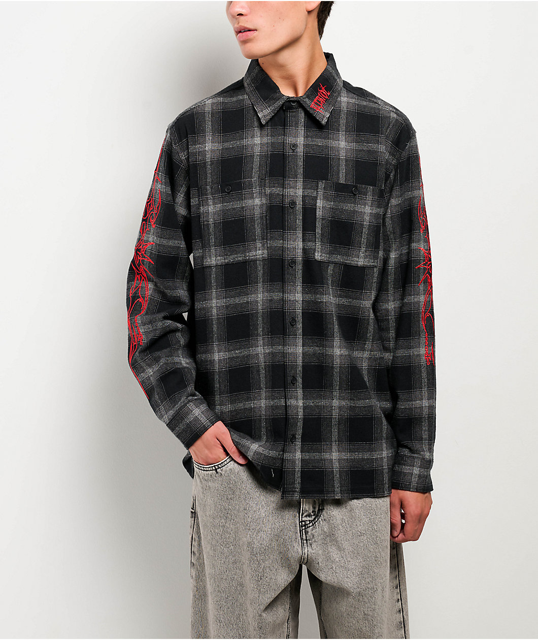 Vitriol Initial Black & Grey Flannel Shirt