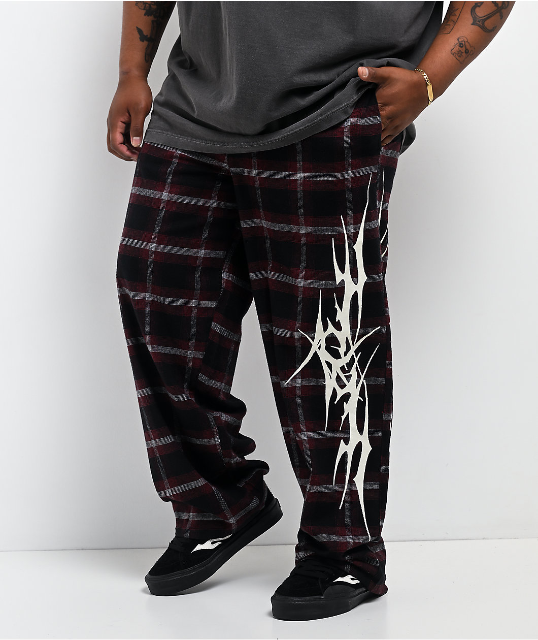 Vitriol Jagged Black Plaid Lounge Pants