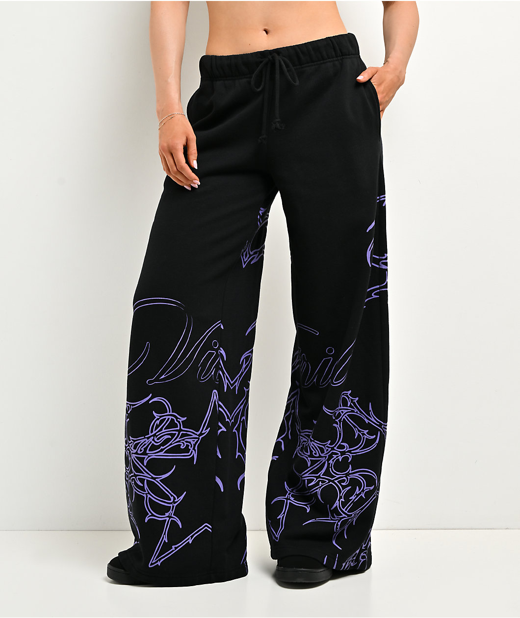 Vitriol Jessa Black Wide Leg Sweatpants