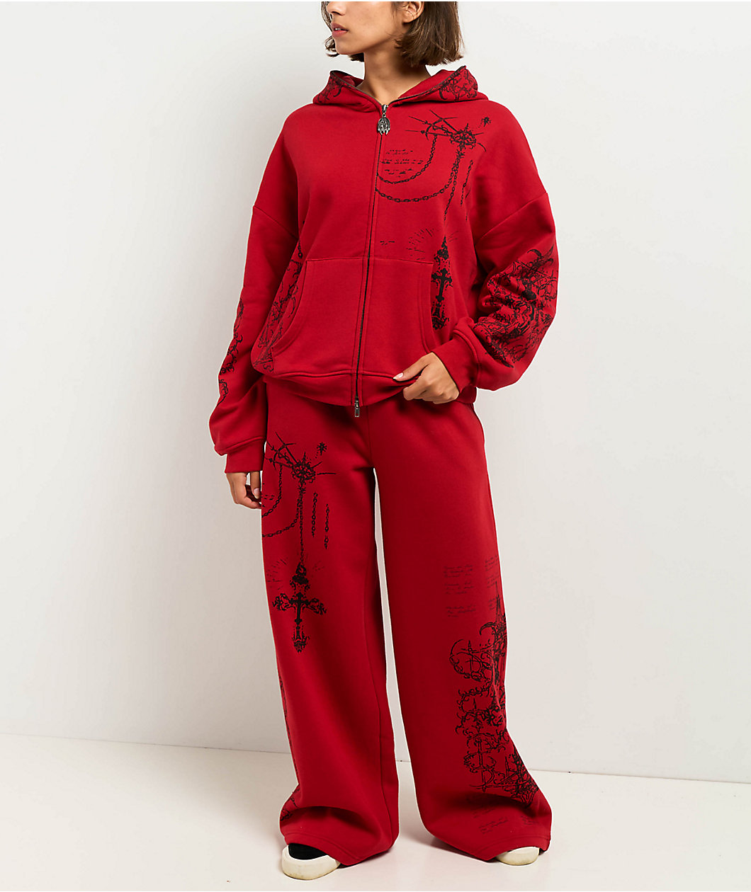 Vitriol Jessa Red Wide Leg Sweatpants