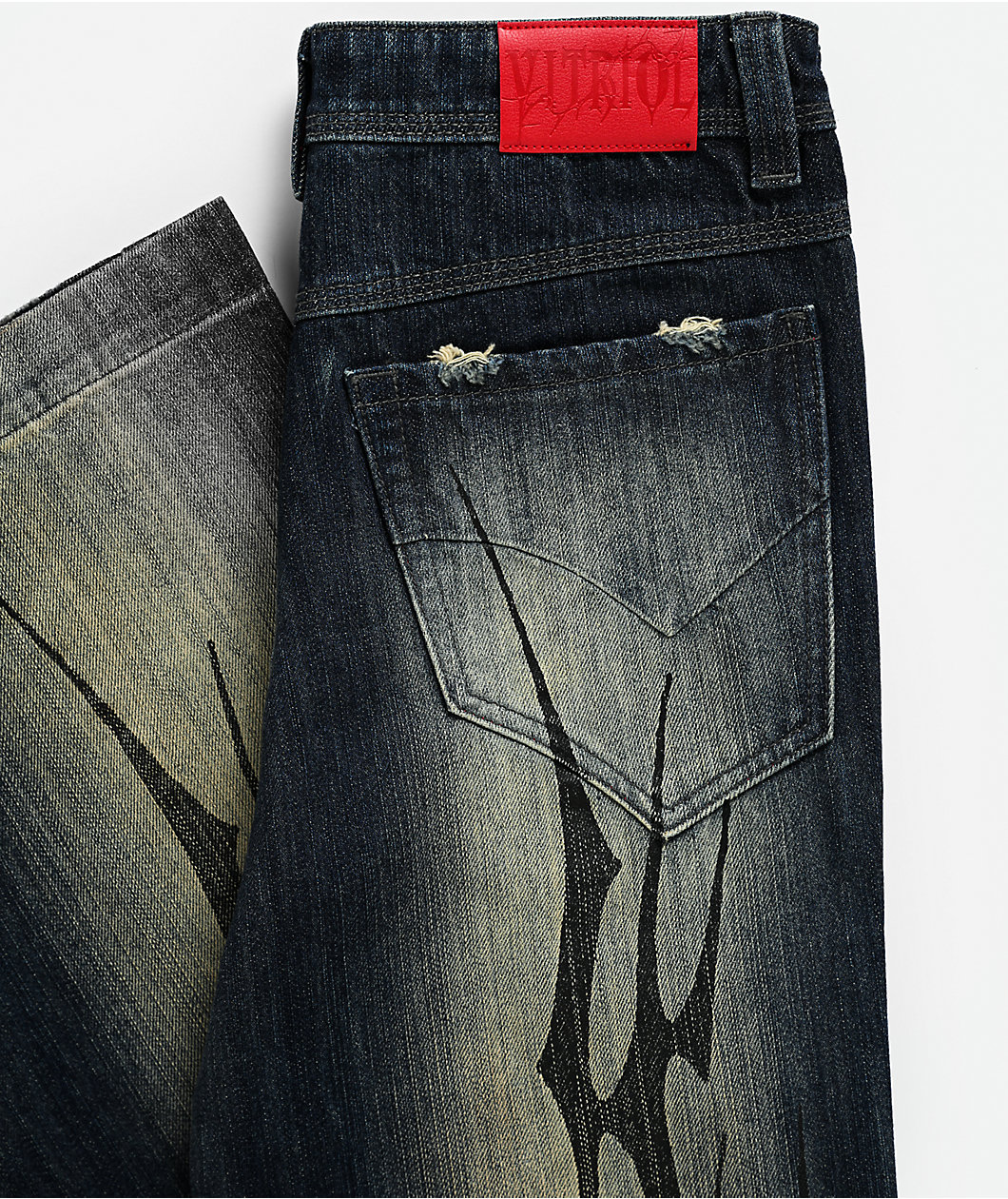 Vitriol Kids Abyss Grime Dark Blue Wash Flared Jeans