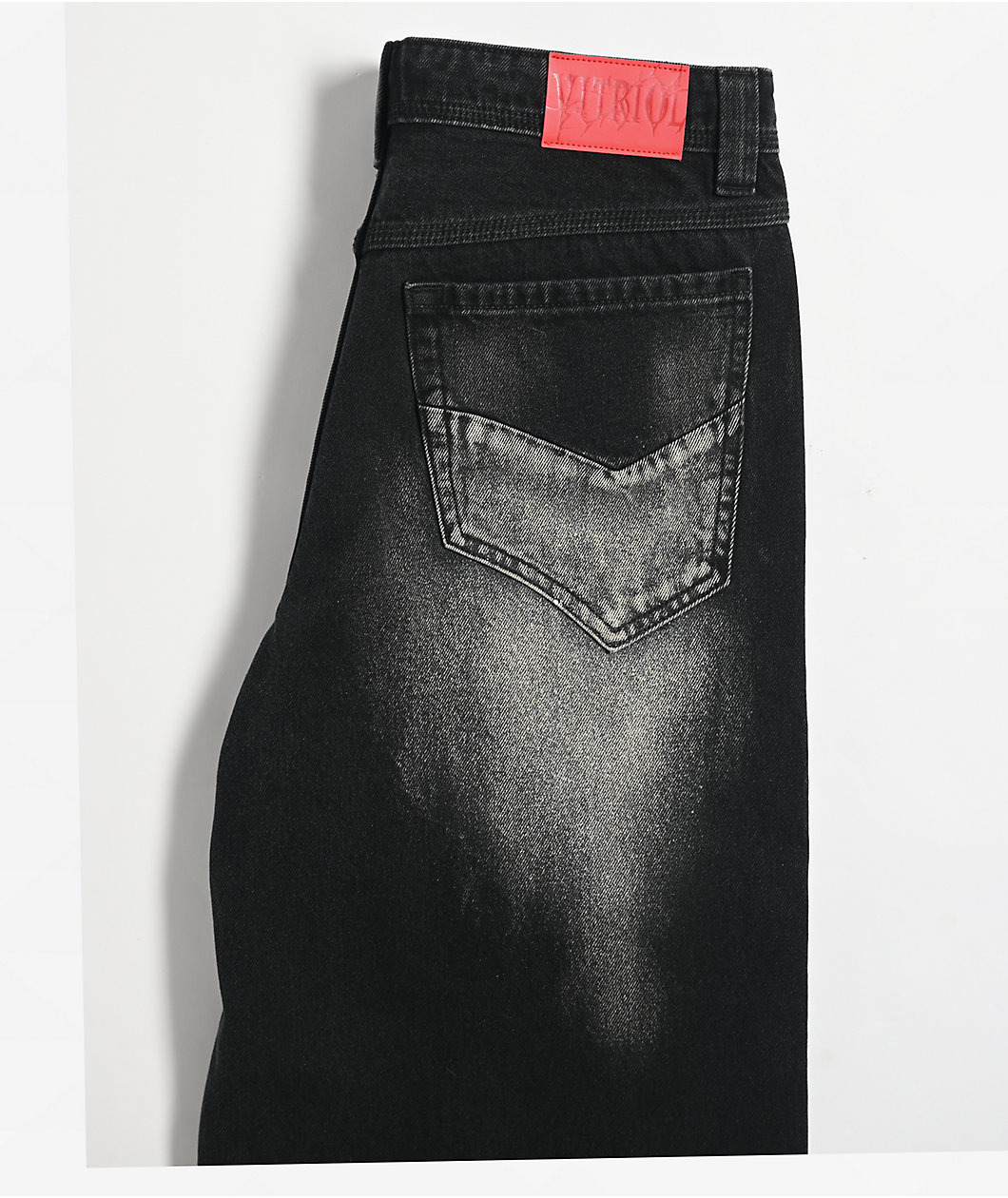 Vitriol Kids Depth Distressed Black Wash Ultra Wide Leg Jeans