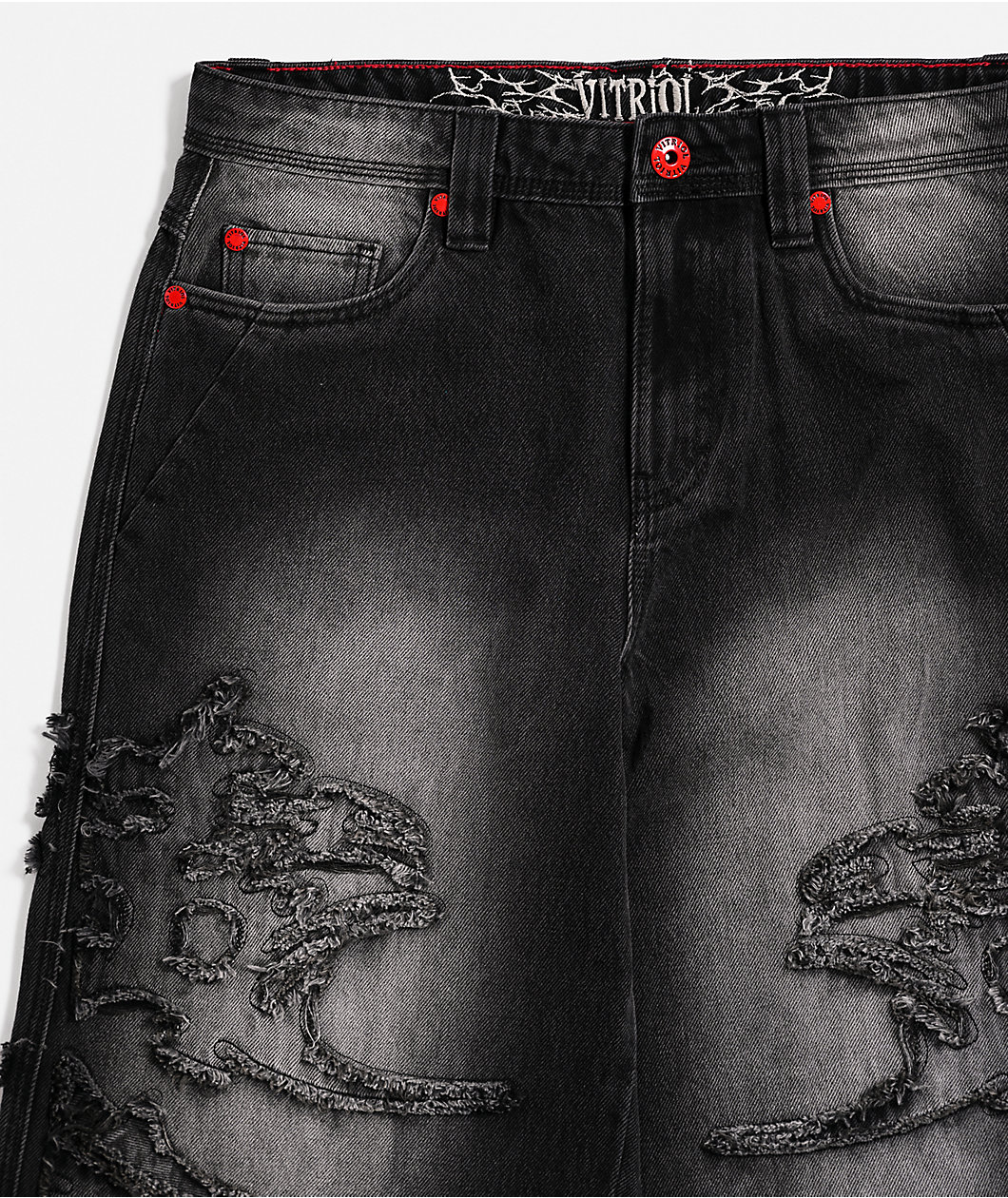 Vitriol Kids Void Black Wash Wide Leg Jeans