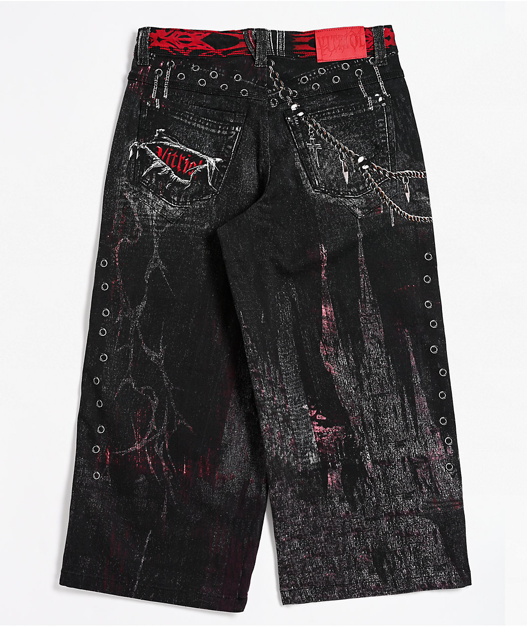 Vitriol Kids Void Optical Printed Black Ultra Wide Jeans
