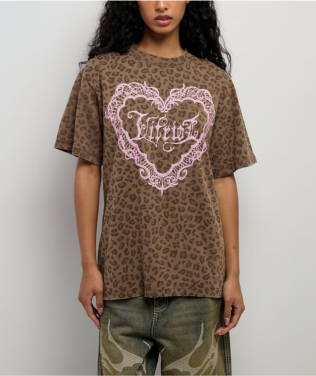 Vitriol Lace Heart Leopard T-Shirt