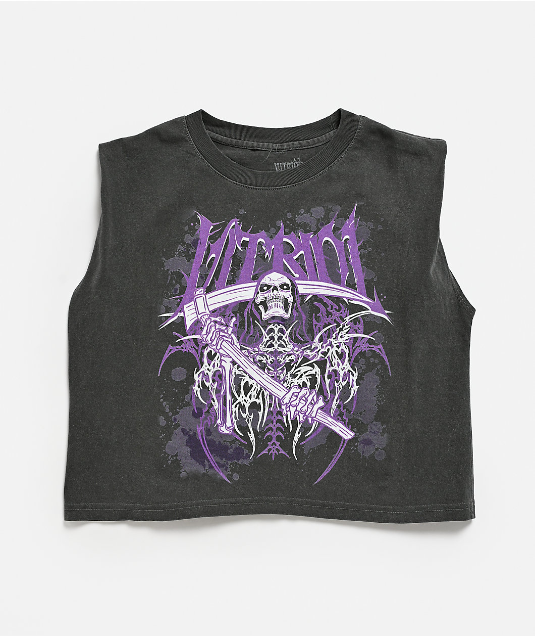 Vitriol Layered AF Grey Wash Crop Tank Top