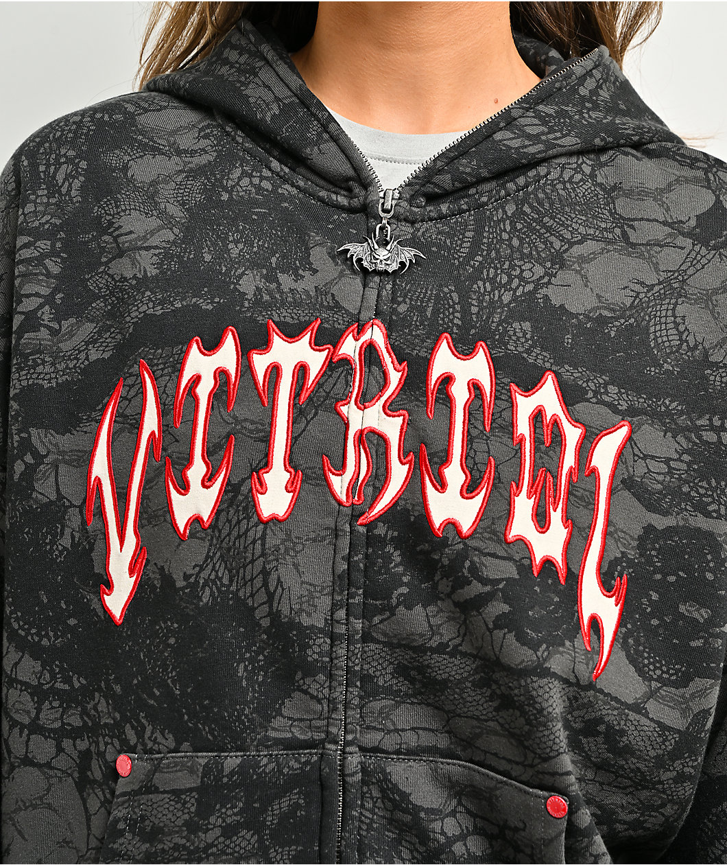 Vitriol Lenexa Lace Dark Grey & Black Bodybag Hoodie